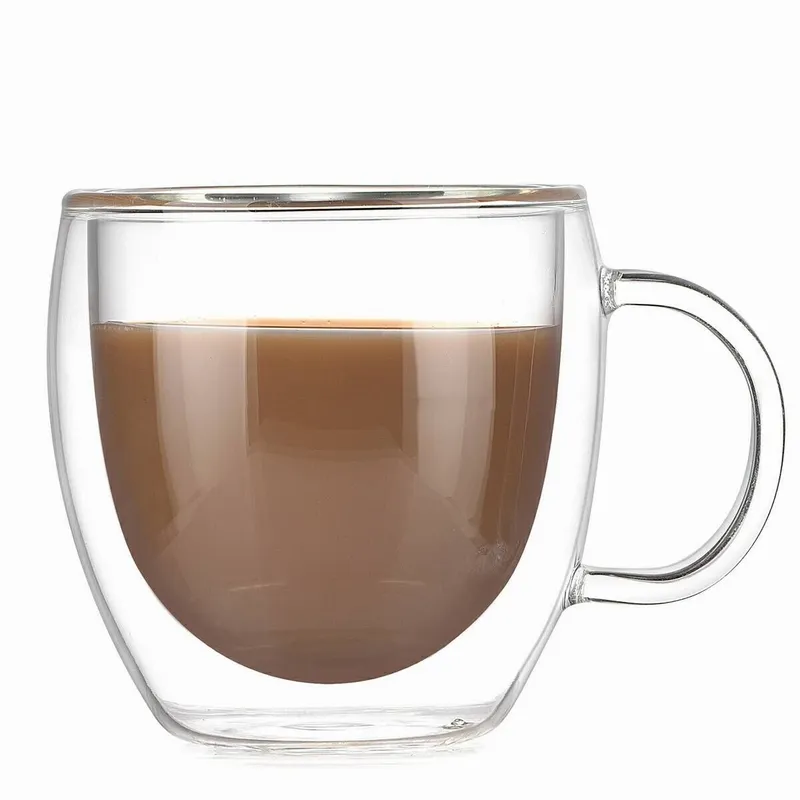 Borosilicate दोहरी दीवार गिलास कप कॉफी मग चाय सेट पीने के गिलास के लिए बिक्री