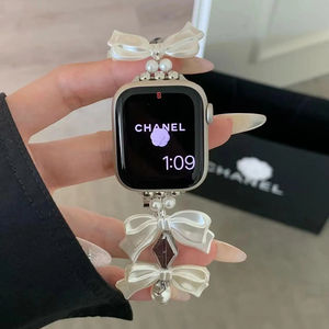 สายนาฬิกา iwatch โบว์ซาตินบรรยากาศพิเศษสําหรับ <span class=keywords><strong>AppleWatch</strong></span> AppleWatch8/7/654SE ผู้หญิง - Product Image 1