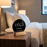 Panneau de table en bois double face personnalisable – Marque-place et rappel interdiction de fumer pour restaurants, hôtels, auberges – Fabriqué en Chine