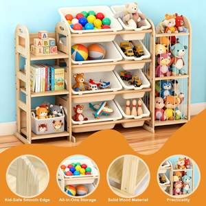 Organisateur de rangement pour jouets en bois, organisateurs de jouets avec rangement pour animaux en <span class=keywords><strong>peluche</strong></span>, étagère de rangement pour jouets - Product Image 6