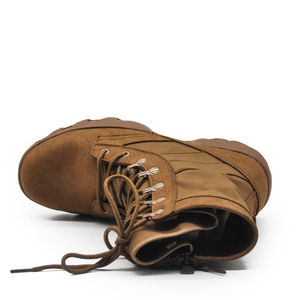 Botines de combate táctico de cuero genuino de malla EVA marrón para hombre, 0,8 kg/par, suela de goma Vibram, zapatos de entrenamiento de verano con cordones - Product Image 5