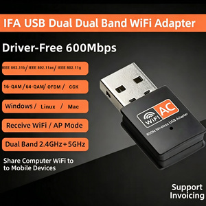 IFA01 อะแดปเตอร์ไวไฟไร้สายแบบ USB ภายนอกสำหรับคอมพิวเตอร์ ความเร็ว 600Mbps ชิป RTL8811CU การ์ดเชื่อมต่อเครือข่าย - Product Image 4