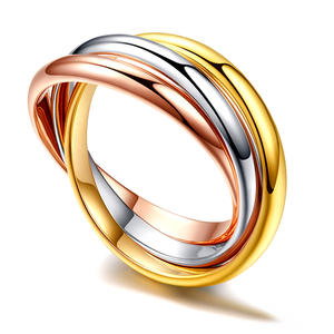 Anillos de acero inoxidable para <span class=keywords><strong>mujer</strong></span>, tres colores, tres en uno, joyería, a la venta - Product Image 4