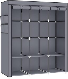 Armoire portable pliable <span class=keywords><strong>extensible</strong></span> moderne en métal de 51 pouces, 3 tringles à vêtements, 4 poches latérales, 6 rangements, chambre à coucher, salon - Product Image 4