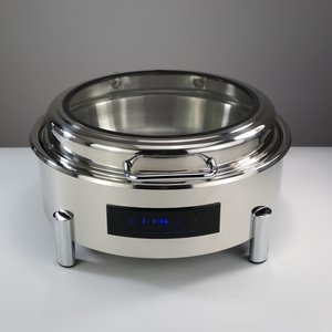 Pantalla digital Calefacción eléctrica Plato de frotamiento Platos de frotamiento de acero inoxidable Cubierta de vidrio grande Juego de estufa de buffet Calentador de alimentos - Product Image 6
