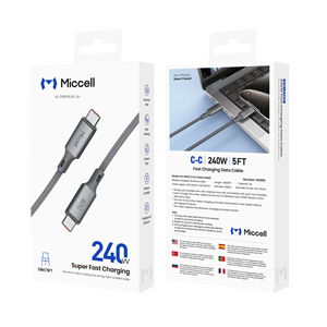 Cavo di Ricarica Rapida Miccell 240W da Type-C a Type-C, 5A, Velocità di Trasmissione 480 Mbps, Cavo Intrecciato in Lega di Zinco per Ricarica Telefono - Product Image 2