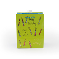 Sacs cadeaux en papier personnalisés pour anniversaire, vente en gros, sacs d'emballage de fête personnalisés avec motif de bougie, sacs cadeaux d'anniversaire pour enfants