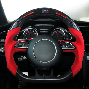 Volant en fibre de carbone à LED pour <span class=keywords><strong>Audi</strong></span> RS3 RS4 <span class=keywords><strong>RS5</strong></span> 2013 2014 <span class=keywords><strong>2015</strong></span> 2016 S3 S4 S5 Volant de voiture Alcantara rouge personnalisé - Product Image 2