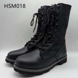 รองเท้าบูทแบบยุทธวิธี HY, กานา สีดำและเทา พื้นรองเท้าสูง 10 นิ้ว ราคาโรงงาน หนังแบบผสมผสานเงาและด้าน รุ่น HSM017 - Product Image 4