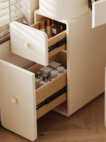 Table de toilette d'angle moderne en bois massif couleur crème, petite armoire de chambre au design durable pour appartement