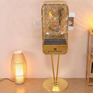 Kuş kafesi Villa papağan lüks çevre dostu plastik klasik zemin ayakta kapalı açık ev kullanımı altın Cockatiel Ironwork - Product Image 4