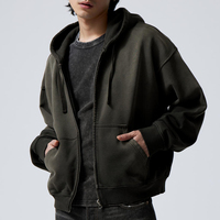 Haute qualité Pigment Dip Dye lavage à l'acide sweat hommes fermeture éclair coton éponge recadrée sweats à capuche surdimensionnés