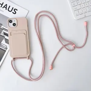 เคสโทรศัพท์ซิลิโคนพร้อมช่องใส่บัตรสำหรับ <span class=keywords><strong>iPhone</strong></span> 17 15 Pro 13 16 Pro Max 7 <span class=keywords><strong>8</strong></span> <span class=keywords><strong>Plus</strong></span> พร้อมสายคล้องคอ มีสินค้าพร้อมส่ง - Product Image 1