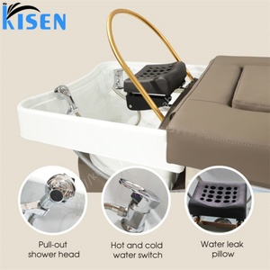 Kisen Unique Fonctions Complètes Shampooing Tête Spa Massage Lit Chauffage Dossier avec Pédicure Pied Évier Salon Table - Product Image 3