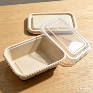 Boîte à emporter rectangulaire en fibre moulée jetable de 650 ml pour hamburgers, emballage pour repas prêts à manger et plats à emporter - Product Image 6