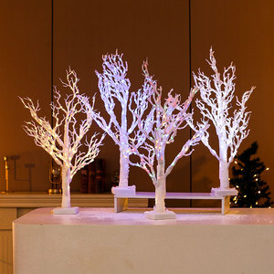 Decoraciones navideñas blancas con luz intermitente para árbol de Navidad de mesa interior con función intermitente para fiestas y regalos - Product Image 1