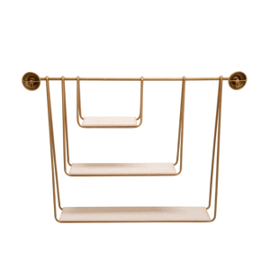 Mensola a Parete a Tre Livelli in Metallo e Legno, Organizzatore Espositivo per Arredamento Casa - Product Image 5