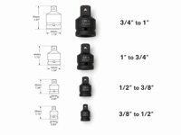 Adaptateur réducteur de douille à chocs pneumatique pour clé électrique, 8 pièces, 1/4 ", 3/8 ", 1/2 ", 3/4 ", 1 " pouce, en matériau CR-V