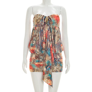 C1188 Nuovo Abito Corto Estivo da Donna Senza Maniche con Stampa Floreale e Lavorazione a Maglia - Product Image 6