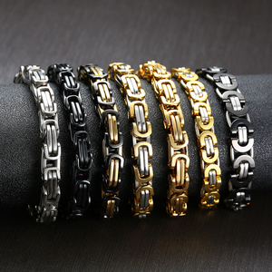 Aceworks Stainless Steel <b>Byzantine</b> Chain <b>Bracelet</b> | 18K Gold Plated Silver & Black Hip Hop Party <b>Bracelet</b> - Product Image 2
