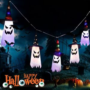 Luces LED Decorativas de Halloween con Forma de Sombrero de Bruja Fantasma Colgante, 3 Pilas LR44, Plástico BT-01, para Jardines Exteriores, Fiestas, Casas Encantadas - Product Image 1