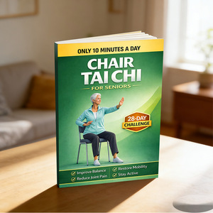 Silla de Tai Chi para personas mayores, libro de desafío de 28 días, tamaño A5, mejora el equilibrio, reduce el dolor en las articulaciones, manténgase activo - Product Image 1