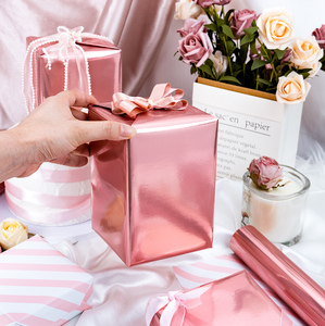 Pink Metallized Gift <b>Wrapping</b> <b>Paper</b> Roll Double Sided Eco-Friendly For Gift And Craft Use - Product Image 2