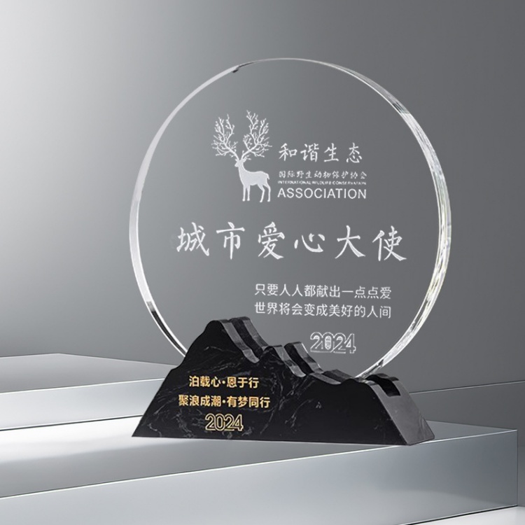 High Quality Crystal Engraved Trophy Fashionable Sports Theme Marble Base Laser Printed Carved Noble Souvenir for Wholesale