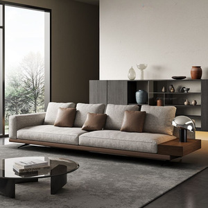 Italian Minimalist Fabric <b>Sofa</b> Solid <b>Wood</b> <b>Frame</b> Coffee Gray Velvet Living Room Furniture - Product Image 2