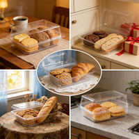 Boîtes d'emballage pour boulangerie, conteneur à charnière, boîte à gâteau en plastique, boîte à clapet transparente, emballage alimentaire en PET jetable, transparente et claire