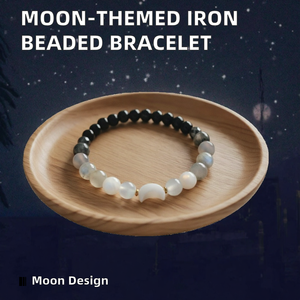 Pulsera de cuentas cristalinas con temática lunar, chapada en oro, de piedra natural, elástica, minimalista, unisex, BLANCA - Product Image 2