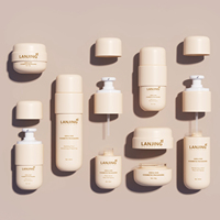 Ensemble d'emballages de soins de la peau beige 30ml 50ml bouteilles cosmétiques en verre de lotion de sérum bouteille de crème à pompe ensemble d'emballages de soins de la peau ronds de luxe