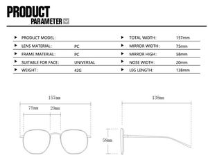 Lunettes de soleil de haute couture 2025, monture carrée monobloc, grande taille, UV400, verres PC anti-reflets, style pilote européen et américain - Product Image 3