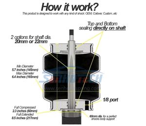 에어 리프트 에어 스프링 2B5813/ 2S5813 더블 컨볼루션 알루미늄 플랜저 에어 라이드 서스펜션 22mm 직경 구멍 - Product Image 5
