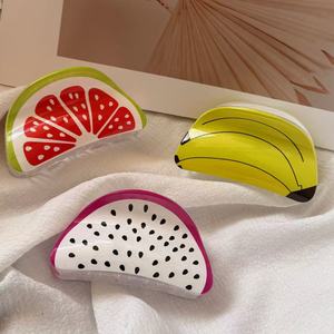 Pinzas para el Cabello de Plástico con Forma de Frutas de Verano: Fresa, Sandía, Limón, Kiwi, Naranja, para Niñas, Uso Diario, Moda - Product Image 4