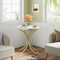 Tri besigns Round Gold Leg Luxus Sofa Beistell tisch Faux Marmor Furnier Top End Tische Set für Wohnzimmer