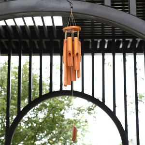 Campanella a Vento in Bambù, Ornamento Finitura Naturale Fatto a Mano, Decorazione da Giardino per Esterni, Stile Tradizionale, Forma Rettangolare - Product Image 2