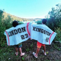 Serviette de plage super douce de style turc personnalisée pour équipe de baseball avec nom personnalisé pour enfants