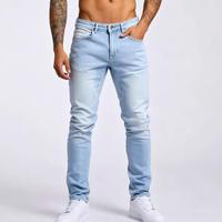 Jeans fuselés pour hommes, en denim déchiré, coupe slim, effet amincissant