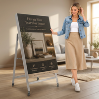 Écran d'affichage numérique LED mobile pliable FTV en forme de A, contrôle par application, 4 roues, utilisation en intérieur, couleur pleine, résolution 1080p, P1.25-P2.5