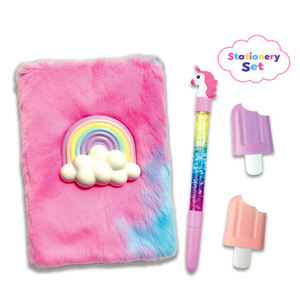 Set <span class=keywords><strong>di</strong></span> 5 quaderni con diario in peluche unicorno <span class=keywords><strong>arcobaleno</strong></span> e giocattolo squishy per bambini dai 5 anni in su, regalo <span class=keywords><strong>di</strong></span> cancelleria per scrivere e disegnare - Product Image 2