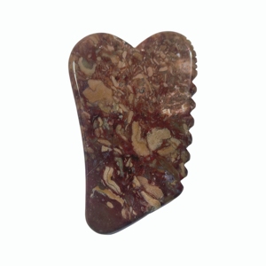 Gua Sha en pierre de feuille de bambou 100% naturelle, couleur marron, avec logo personnalisé - Product Image 3