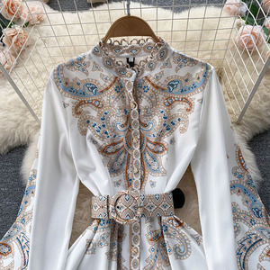 عباية شيفون عربية نسائية طويلة الأكمام فتحة رقبة س حزام خصر مغربي فساتين سهرة مصنع زي - Product Image 3