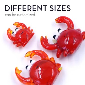 Custom Size Handmade Murano Lampwork Red Glass <strong>Crab</strong> Animal Figurine Miniature Smiling <strong>Crab</strong> <strong>Ornament</strong> Decor - Product Image 4