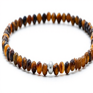 BERGERLIN Echtes Tigerauge Naturstein mit 925 Sterling Silber Perlenarmband für Männer und Frauen mit Echtheitszertifikat - Product Image 1