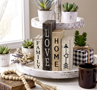 4 pièces Décoration de table style ferme Livres en bois Panneau Famille Doux Nid Doux