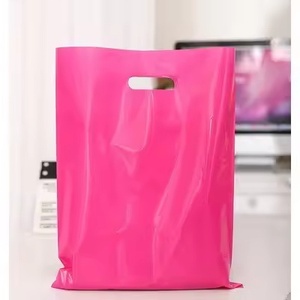 9x12 "กระเป๋าช้อปปิ้งหูหิ้วขนาดเล็กสีชมพูและสีม่วงกระเป๋าพลาสติกไดคัทสีน่ารักพร้อมด้ามจับถุงพลาสติกใส่ของ - Product Image 3