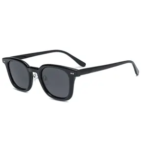China Manufacturer Customized Cheap Vintage Acetate Sunglasses Flat Frame Glossy Sunglasses