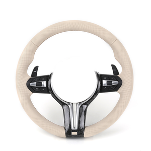 <span class=keywords><strong>Volante</strong></span> Deportivo <span class=keywords><strong>M</strong></span> de Cuero Beige con Detalles en Fibra de Carbono Forjada para F10/F20/F30/M3/M4/M2/M5/F90/E90/E92 M6 M240i - Product Image 1