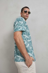 Camicia da uomo a maniche corte stile hawaiano con stampa di vita marina - Imperio, casual estiva - Product Image 3